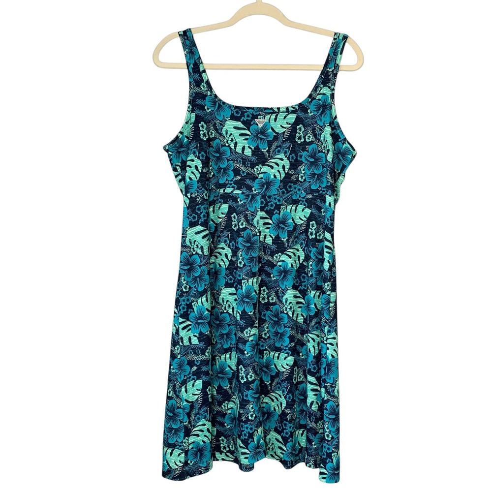 Columbia Blue and Green Floral Midi Dress - Picture 2 of 11